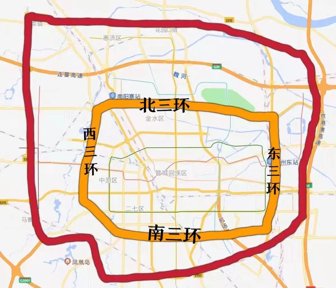 郑州南三环地图图片